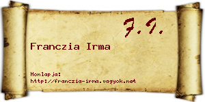 Franczia Irma névjegykártya